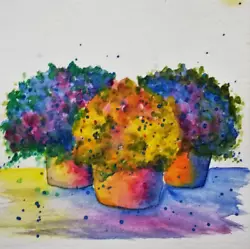 Buy Still Life Watercolor Painting,Flower Art,Yellow Red Floral Bouquet In Vase 6x5  • 12.40£