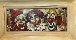 Buy Vintage VIOLET PARKHURST  The 3 Clowns  Framed Oil Painting Canvas 12x30 Signed • 1,763,054.12£