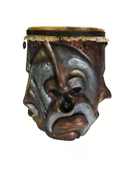 Buy Abstract Sculpture Hand Drum Artist Signed Holmes 10 Cast Bronze Nose Face Beads • 795.67£