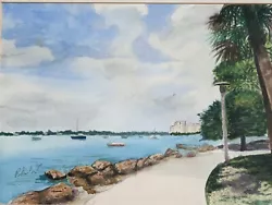 Buy Vintage Original Watercolour Painting By Phil T Cityscape With Costal Scene • 34.99£
