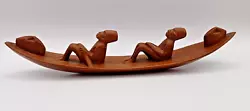 Buy Wood Carving Figures On Paddle Boat Ornament Vintage, South American? • 9.99£