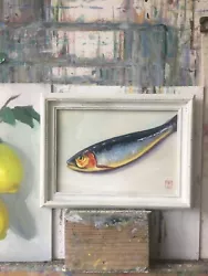 Buy Original Small  Oil Painting Fish  Kitchen Art  Still Life  7x5 Inch UNFRAMED • 27.99£