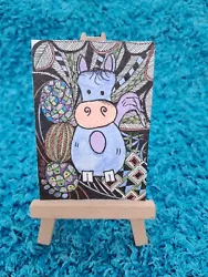 Buy Aceo Handmade Mixed Media On Paper Colourful Zen Horse - Charity RSPCA  • 2£