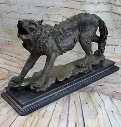 Buy Art Bronze Sculpture Statue Figure Wolf German Shepherd Dog Marble Decor Art • 397.51£