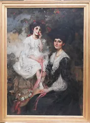 Buy ? Size?? Jebusa Shannon British Edwardian Mother Daughter Portrait Oil Paintng • 100,000£