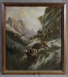 Buy 20th Century European Beautiful Landscape With Deer On The Mountain • 5,118.71£