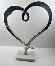 Buy NEW Silver Tone Metal Heart Sculpture On White Marble Quartz Base 16  Pier 1 • 66.12£