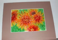 Buy  Sunflowers  -Alcohol Ink Painting  5 X7  - 8 X10  Pro Beveled Mat  • 53.75£
