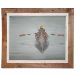 Buy Man In Southwester Rowing To Fishing Spot Orig Watercolor Painting Framed Signed • 200.81£