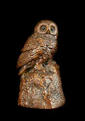 Buy Sculpture Original Wooden Hard 1900 Owls Perched Owl Bird Animal 8cm • 154.43£