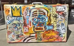 Buy Style Of Jean-Michelle Basquiat / Decorative Painting Metal Suitcase 1970s • 947.23£