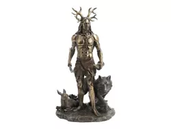 Buy Herne The Hunter With Deer And Wolf Cold Cast Bronze & Resin Statue Sculpture • 78.33£