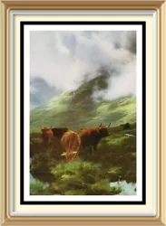 Buy Original 1929 PETER GRAHAM Art Print Scottish Highland Cattle HEAD OF THE GLEN • 5£