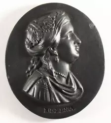 Buy = 18th C.  RARE Wedgwood Black Basalt Medallion Cameo Portrait Of HELENA , Julia • 437.49£