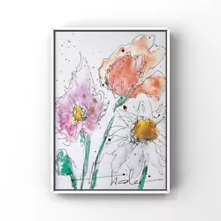 Buy Wildflowers Field Art Wildflowers Watercolor Painting Poppy Daisy Floral Art • 20.72£