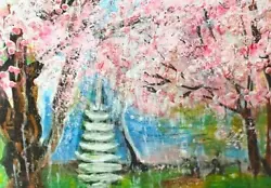 Buy ACEO Original Painting WASHINGTON DC In SPRING Cherry Blossom TREE Rainstorm ART • 10.74£