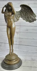 Buy Mythology Bronze Garden Sculpture Descending Night Deco Nude Angel Statue • 1,184.51£