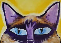 Buy Original Cat Painting Siamese Ooak Face Contemporary Folk Art By Samantha McLean • 41.43£
