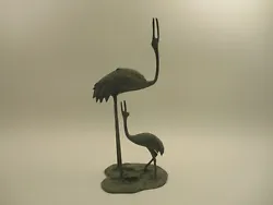 Buy Vintage 16  Brass Bronze Bird Pair Sculpture Statue Heron Egret Garden Decor • 24.87£