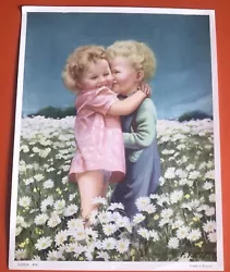 Buy Vintage Retro 1950s Art Print F S Hossack Child Toddlers Cuddling Eve Picture • 10£
