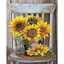 Buy Frameless Oil Paint By Numbers DIY Sunflower Picture Craft Kit For Living Room • 7.18£