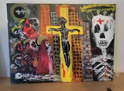 Buy Diane Green  Black Jesus  Religious Skelton Basquiat  Neo-expressionist Painting • 334.59£
