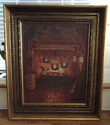 Buy Antique Painting Of An Open Hearth Fireplace - European ? - K. Valentin • 75£