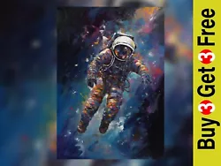 Buy Captivating 7 X5  Oil Painting Print, Floating In Astronaut In Space • 4.49£