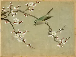 Buy Japanese Bird On Cherry Blossom Branch –Meiji Period Late C19th Painting On Silk • 98£