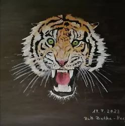 Buy Original/Unique Painting Acrylic On Canvas Tiger Signed 30x30cm  • 25.69£