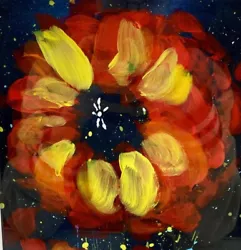 Buy Stephen Fishwick  Red Flower  Signed Original Painting On Glass • 566.05£