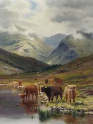 Buy Highland Cows Animal Portrait 18 X 24 In Rolled Canvas Print Vintage Painting • 74.65£