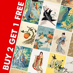 Buy Hokusai Japanese Art Poster Prints - Vintage Fine Art Paintings - Wall Art Deco • 1.99£