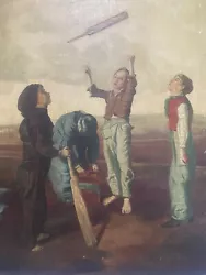 Buy Antique MCC Lords Cricket “ Tossing The Bat “ Cricket Sports Oil Painting • 9.99£