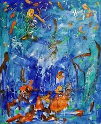 Buy Original Mario Mendoza Oil Canvas Sea Marine Monet Painting Abstract Art Blue  • 550£