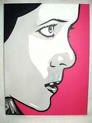 Buy Canvas Painting Star Wars Princess Leia Pink B&W Art 16x12 Inch Acrylic • 39£