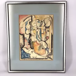 Buy Vintage Abstract Painting Watercolor Signed Dated 1969 • 74.70£