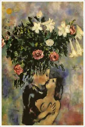 Buy Lovers Under Lilies Artist Marc Chagall Fine Art Giclee Poster Print Of Painting • 9.47£