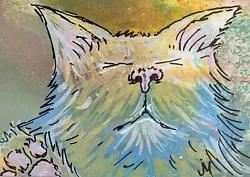 Buy Original Cat ACEO Painting Kitten Sunset Contemporary Folk Art By Josh Merritt • 9.09£