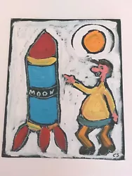 Buy Original Oil On Canvas Painting Of  I Want That Moonrocket  By C. Statter  • 24.99£