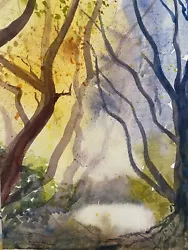 Buy Gifts For Friends HAND PAINTED Watercolour FRAMED Painting Autumn Trees • 4.99£