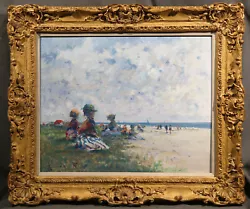 Buy Antique Early 20th Century Beach Scene Oil On Canvas Edwardian Girls Sun Bathing • 3,953.04£