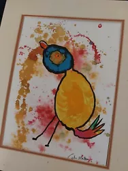 Buy Original Outsider Folkart Painting  Edens Rainbow Tail Bird  Nieve Art C Statter • 7.99£