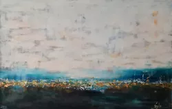 Buy Original Mario Mendoza Oil Painting Canvas Art Sea Ocean Abstract Gold Boat Swim • 1,750£