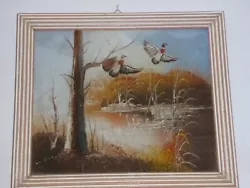 Buy Oil Painting On Board Landscape Flying Ducks 23 X 28 Cm • 17.99£