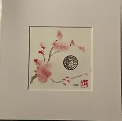 Buy Original Watercolour Painting Cherry Blossom Rabbit Stamped • 16£