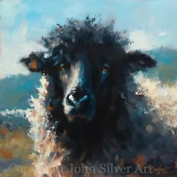 Buy SHEEP PORTRAIT ORIGINAL CONTEMPORARY FINE ART PAINTING 10  X 10  By JOHN SILVER • 0.99£