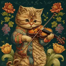 Buy Louis Wain Cute Cat Violin Music Orchestra Painting 8x8 Canvas Giclee Art Print • 11.84£