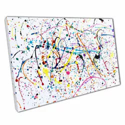 Buy Abstract Multicolour Rainbow Paint Splatter Splashes And Drips Art Print Canvas • 9.70£