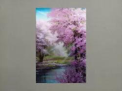 Buy Large Blossom Sakura, River And Colorful Park Alley, Cherry Tree Blossoming ART • 574.87£